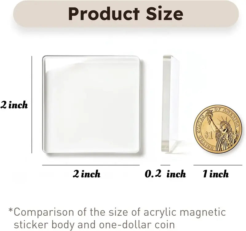 Clear Acrylic DIY Fridge Backing,Square Magnetic Photo Frames for Crafts, Kitchen, Classroom & Office Decoration