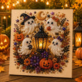 8x8 Inch Spooky Cute Ghost 3D Pearl Diamond Painting DIY Kit, No-Light Fall Handicraft Set, Indoor Wall Art Home Decor & Holiday Party Gift