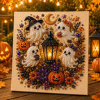 8x8 Inch Spooky Cute Ghost 3D Pearl Diamond Painting DIY Kit, No-Light Fall Handicraft Set, Indoor Wall Art Home Decor & Holiday Party Gift