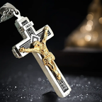 Men's Minimalist Engraved Faith Cross Necklace, Stainless Steel Durable Fashion Jewelry