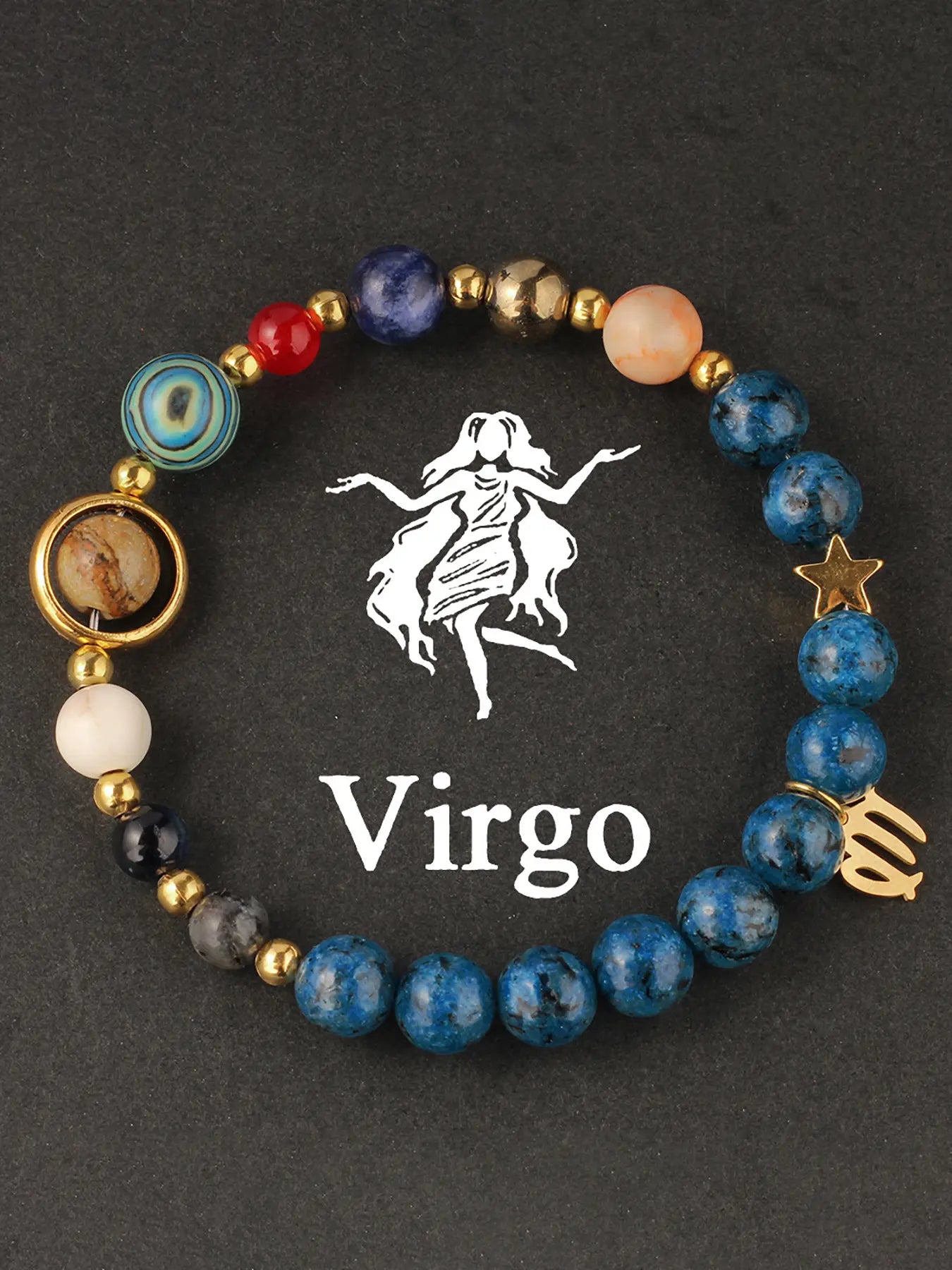 12 Zodiac Artificial Crystal Beaded Bracelet with Charms | Unisex Fashion Jewelry
