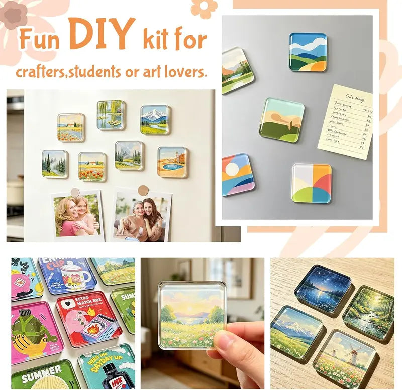 Clear Acrylic DIY Fridge Backing,Square Magnetic Photo Frames for Crafts, Kitchen, Classroom & Office Decoration