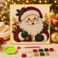 Frameless 3D Beaded Pearl Christmas Diamond Painting DIY Kit, Xmas Wreath Stocking Mosaic Art, Stress Relief Craft for Home Wall Decoration