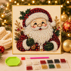 Frameless 3D Beaded Pearl Christmas Diamond Painting DIY Kit, Xmas Wreath Stocking Mosaic Art, Stress Relief Craft for Home Wall Decoration