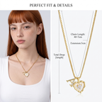 Gold Box Chain Scalloped Shell Heart CZ Initial Necklace, A-Z Micro Pave Letter Pendant, Valentine's Day Gift