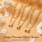 2 Pack Gold Bubble Initial Necklaces for Women, Personalized A-Z Alphabet Pendant Set, Summer Fashion Jewelry for Parties & Birthday Gifts