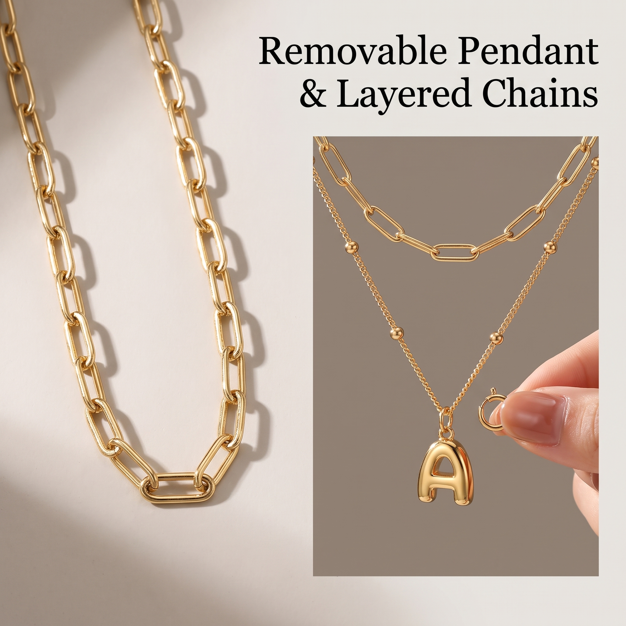 2 Pack Gold Bubble Initial Necklaces for Women, Personalized A-Z Alphabet Pendant Set, Summer Fashion Jewelry for Parties & Birthday Gifts