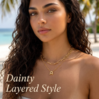 2 Pack Gold Bubble Initial Necklaces for Women, Personalized A-Z Alphabet Pendant Set, Summer Fashion Jewelry for Parties & Birthday Gifts