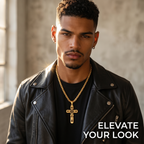 Men's Polished Stainless Steel Cross Pendant Necklace, Edgy Religious Style Accessory, Ideal for Streetwear and Daily Casual Wear