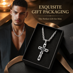 Men's Polished Stainless Steel Cross Pendant Necklace, Edgy Religious Style Accessory, Ideal for Streetwear and Daily Casual Wear